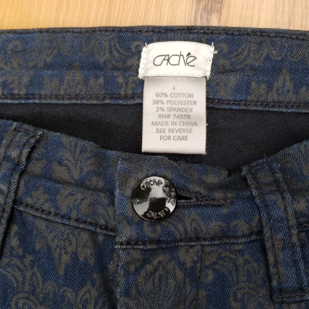 Cache Gold Damask Print Jeans Size 4